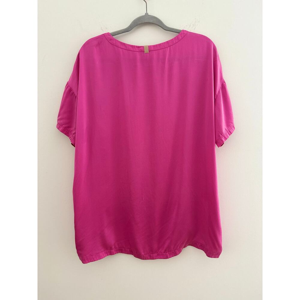 Lunya Good In Bed 100% Washable Silk Blouse Women's Small Hot Pink Drop Shoulder - Picture 5 of 6
